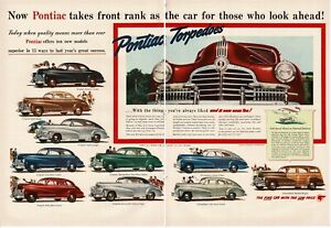 1941 PONTIAC Torpedo Coupe Sedan Woody Station Wagon centerfold Vintage Print Ad