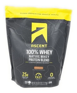 Ascent 100% Native Post Workout Whey Protein Blend  Chocolate 4.25 lb 58 Serving - Picture 1 of 9
