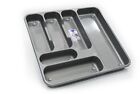LARGE PLASTIC CUTLERY TRAY -6 COMPARTMENTS -KITCHEN -TIDY -ORGANISER - SILVER