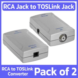 2 Pack RCA to TOSLink Adapter RCA Analog to Fiber Optic Digital Audio Converter - Picture 1 of 5