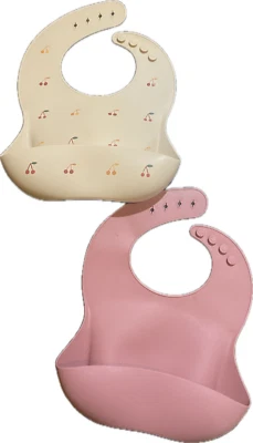  Silicone Bibs with Food Catcher Adjustable Fit For Babies and Toddlers set of 2 - Image 1 of 4