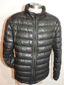 Men's Size 46 R Hugo Boss Puffy Black Real Down Coat Jacket - Picture 1 of 19