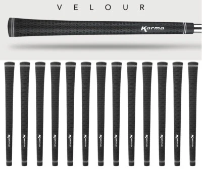 Karma Velour Black Standard Size .600 Round Golf Club Grips 51g 13 Count Lot NEW