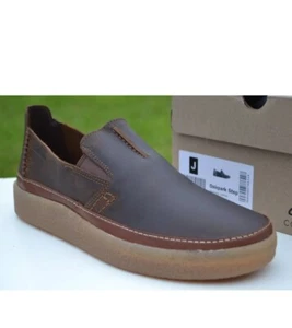 Clarks Mens Casual Slip-on Shoes OAKPARK STEP Beeswax Leather UK Size 9 G EU 43 - Picture 1 of 10