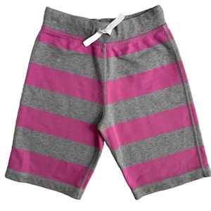 Hanna Andersson Sweat Shorts Girls 130/8 Pink Gray Striped Drawstring - Picture 1 of 5