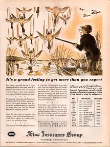 VINTAGE 1944 ATNA VERSICHERUNGSGRUPPE HARTFORD CT. ENTENJAGD DRUCK ANZEIGE - Bild 1 von 1