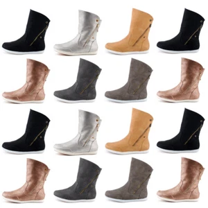 Neu Damen Schlupf Stiefel Stiefeletten Boots Warm Gefüttert Flache 1583 Schuhe - Bild 1 von 7