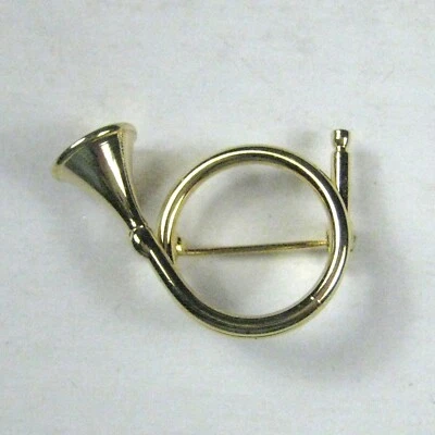 Broche de cuerno francés 1 pulgada prendedor joyería tono dorado instrumento música musical unisex Foto 1 de 2