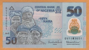 Nigeria UNC 50 Naira Polymer Banknote 2013 P-40d Prefix QV - Picture 1 of 2