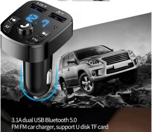 KIT FM SD MP3 USB PER AUTO BLUETOOTH CARICABATTERIE 3.1A CELLULARE DUAL - Imagen 1 de 4