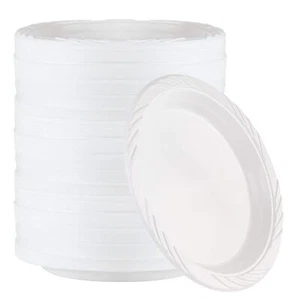 BaydenB 400 Count Disposable 9 Inch White Plastic Dinner Plates large - Picture 1 of 6