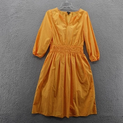 Vestido midi Talbots cintura ajustada talla 6 naranja algodón mujer manga 3/4 informal Foto 1 de 4
