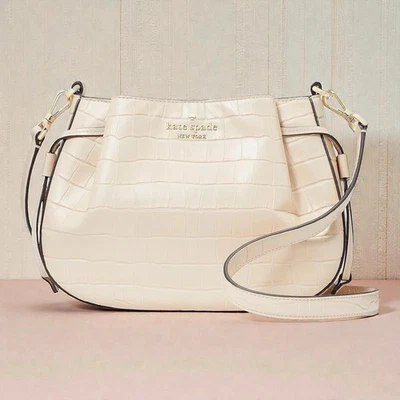 Bolsa tiracolo Kate Spade New York feminina de couro croco em relevo nova - Imagem 1 de 4