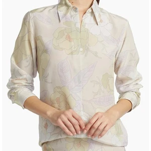 Dries Van Noten Chowy Floral Silk Blouse in Cream FR 38 US 8 - Picture 1 of 7