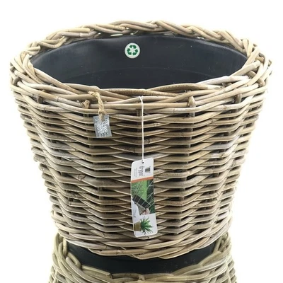 VAN DER LEEDEN DRYPOT® Rattan Pflanzkübel Grau Ø 43 cm - Sylter Körbe - Bild 1 von 3