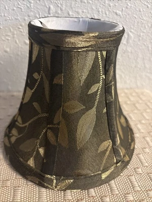 1-Aspen Creative 50002, pantalla de lámpara con clip para campana/tela texturizada jacquard marrón Foto 1 de 4