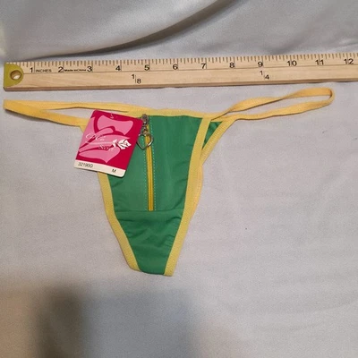 Coco Secret Green Thong Panties Heart Zipper Pull Size Medium NWT - Image 1 of 4