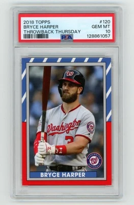 PSA 10 Bryce Harper 2018 Topps Throwback Thursday #120 TBT 1991 Gladiators POP 1 - Image 1 of 2