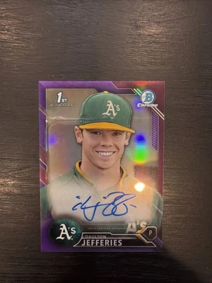 2016 Bowman Draft Chrome Daulton Jefferies Purple Refractor Auto RC 217/250 A’s - Image 1 of 2