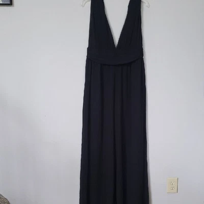 Lulus Womens L Elegant Black Chiffon Deep V Jumpsuit Black Tie Formal Fancy NWT - Image 1 of 4