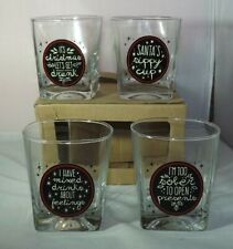 4 NEW GRASSLANDS ROAD CHIRSTMAS FUNNY DRINKING GLASSES. "SANTA'S SIPPY CUP" ++
