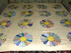 Antique Quilt Dresden Plate 1930s 1940s Feedsack hand embroidered tied