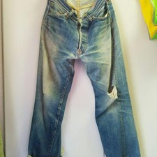 Denim Jeans EVISU 2001 No1 Straight JEANS Damaged DENIM Japan Size W30 Inseam:28