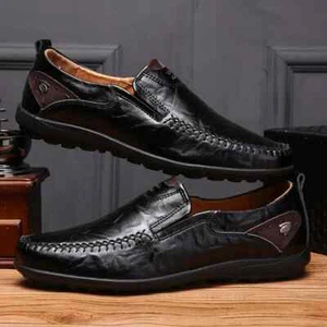 Men's Slip on Walking Driving Loafers Leather Casual Shoes - Picture 1 of 24