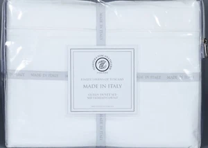 TESSITURA TOSCANA WEISS 100 % BAUMWOLLE PERKAL 500TC QUEEN Bettwäscheset - Bild 1 von 2