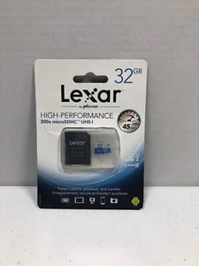 NEW SEALED GENUINE LEXAR 32GB MICROSDHC UHS-I CLASS 10 45MB/S 300X MEMORY CARD - Picture 1 of 2