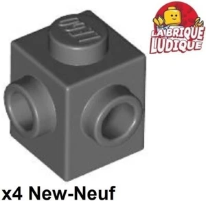 Lego 4x Brique Brick Modified 1x1 stud 2 sides face gris foncé/dark b gray 26604 - Picture 1 of 1