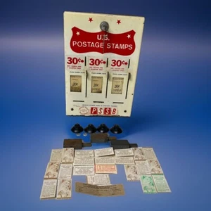 PSSB Vintage US Briefmarke 3 Fächer Spender Maschine mit Schlüssel Zubehör - Bild 1 von 21