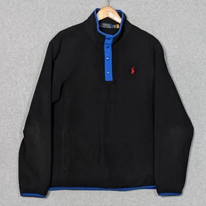 Polo Ralph Lauren Cuarto de Presión Suéter Para Hombres Grande Cuello Simulado Polar Chaqueta Negra - Imagen 1 de 9