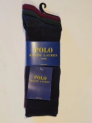 Polo Ralph Lauren 3 Pares Vestido Informal Calcetín VERDE ROJO AZUL OSCURO Acanalado NUEVO Foto 1 de 4