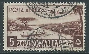 1950-51 SOMALIA AFIS POSTA AEREA USATO 5 S - P3-2 - Picture 1 of 1