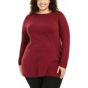 Mujer Karen Scott Borgoña Color Moteado Mangas Largas Suéter Talla 2X Plus - Imagen 1 de 8