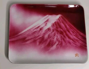 Saikosha Mt Fuji Enamel Cloisonné Ware Tray, Signed Japanese Ornamental Art Tray - Picture 1 of 5