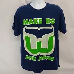 T-shirt uomo Make Do And Mend Hartford Whalers rara blu navy cotone grande - Foto 1 di 4
