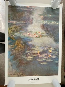 CLAUDE MONET, “WATER LILIES,1908” AUTHENTIC 1992 XL ART PRINT 50,5” x 35,5” - Picture 1 of 7