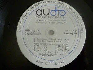 AUDIO BMP 122 BACKGROUND MUSIC RARE 10" UK LIBRARY VINYL LP RECORD SOUND EFFECTS - Picture 1 of 3