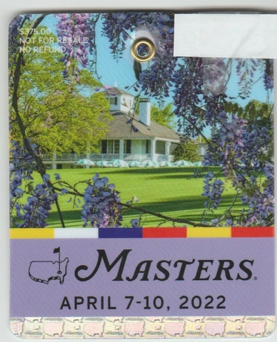 1-2022 USED MASTERS GOLF BADGE~RARE TICKET~EXCELLENT CONDITION!  LOWEST PRICE!!! Cover