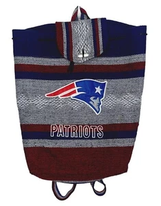NFL Patriots Football Mexican Blanket Embroidered Backpack Bag Red White Blue - Picture 1 of 4