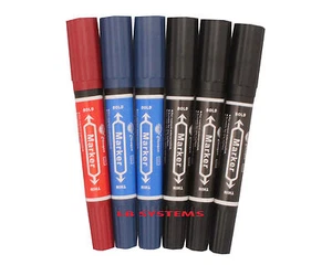 4 X JUMBO PERMANENT PEN FELT 2 WAY THICK FAT BOLD AND THIN SMALL MIX COLOUR PACK - Picture 1 of 1