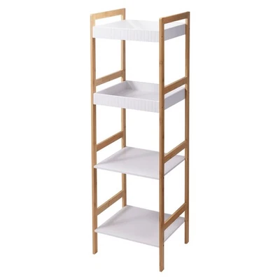 Scaffale bagno bagno mensola da parete mensola bambù portaoggetti 4 ripiani 3... - Immagine 1 di 4