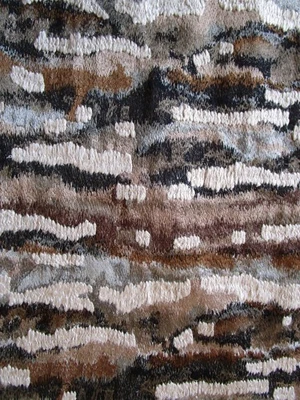 Kravet's BARK in Tobacco Heavily Embroidered Brown Tan Black White Linen FAbric - Image 1 of 4