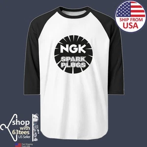 NGK Spark Plugs Men's Raglan Black Size S to 2XL - Picture 1 of 1