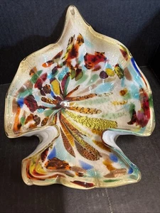 Murano Glass Tutti Frutti Scalloped Bowl 9”x7” Colorful, Heavy Damaged See Pics - Picture 1 of 7