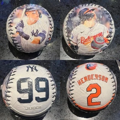 NY YANKEES BALTIMORE ORIOLES BALL 2025 JUDGE HENDERSON COLLECTIBLE BASEBALL - Image 1 of 4