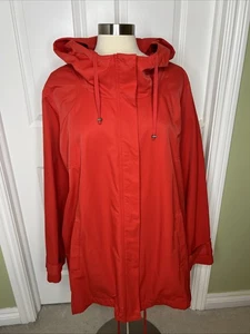 Chaqueta de lluvia con capucha para mujer Eileen Fisher abrigo dobladillo rojo talla grande 3XL - Imagen 1 de 16