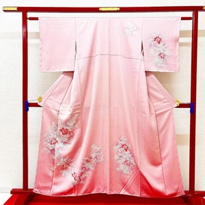Kimono Japonés 'FURISISODE' Seda/Rosa/Flor/Lujo/Hermoso/Longitud: 160 cm N904 - Imagen 1 de 24